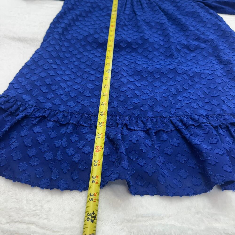 Kaari Blue Cobalt Patterned Open Shoulder Mini‎ Dress Size M Party Date Night - Picture 6 of 8